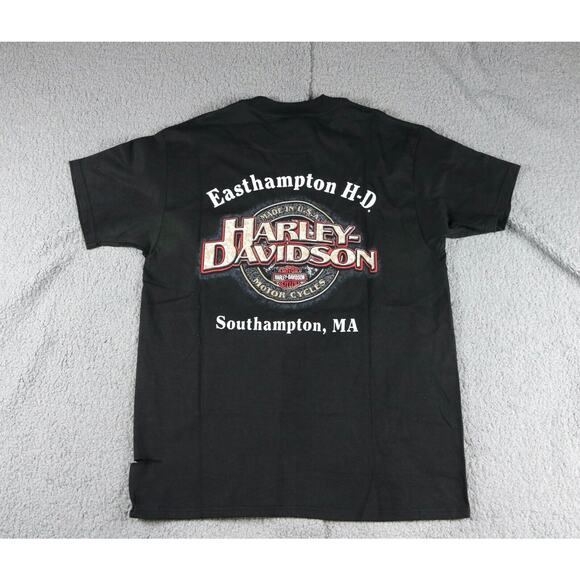Vintage Harley Davidson T-Shirt Men L Black Graphic Print Easthampton MA USA - Picture 1 of 7